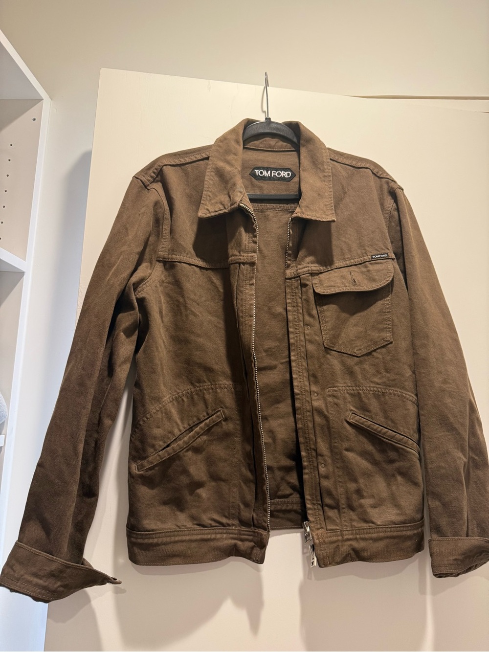 Tom Ford Brown Tampod Cotton Zip Jacket with Chest Pocket